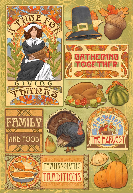 KAREN FOSTER 11510 Design Acid and Lignin Free Scrapbooking Sticker Sheet, Giving Thanks