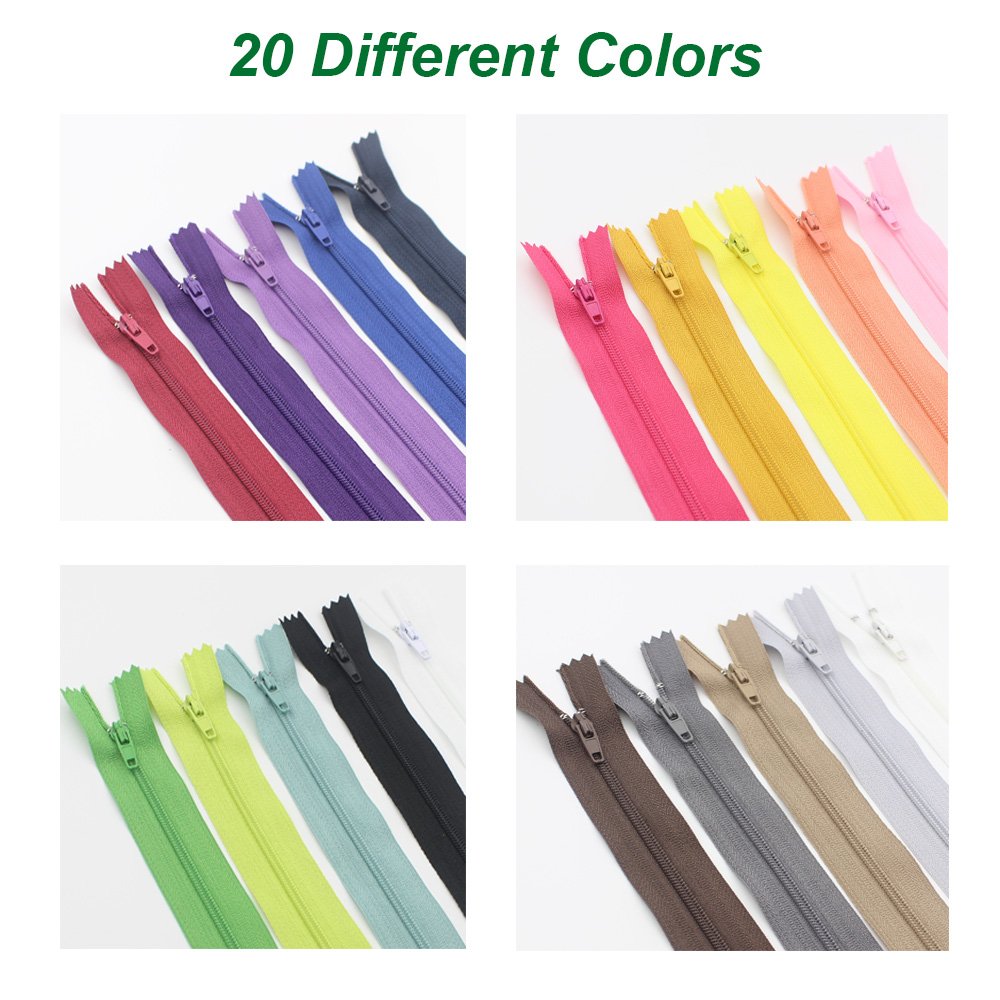 YaHoGa 60pcs 18 Inch (45cm) Nylon Coil Zippers for Sewing Crafts Tailor Nylon Zippers Bulk 20 Colors (18" 60pcs)