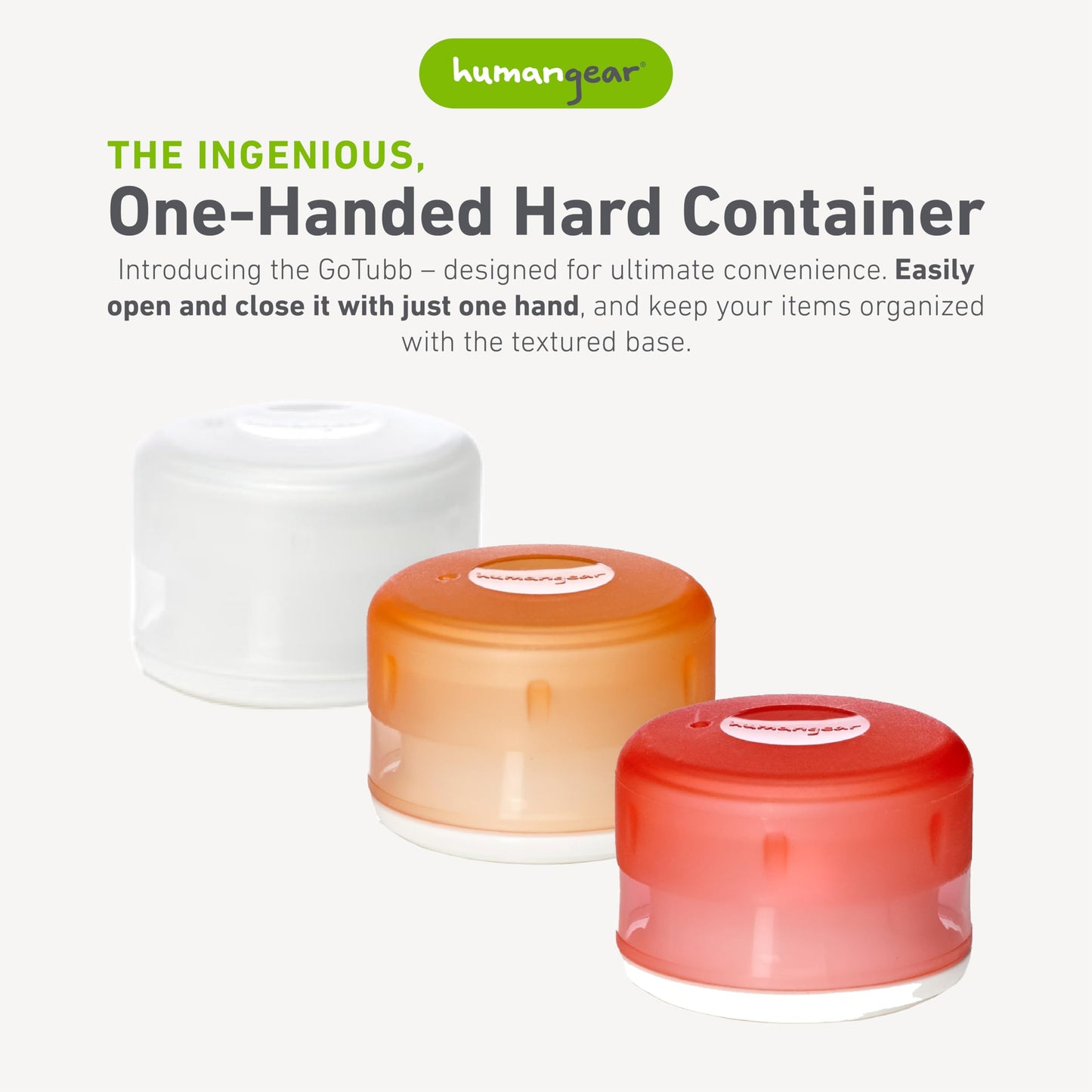 humangear GoTubb | Hard Container | Easy Open | Food-Safe Material, Clear/Orange/Red, Small