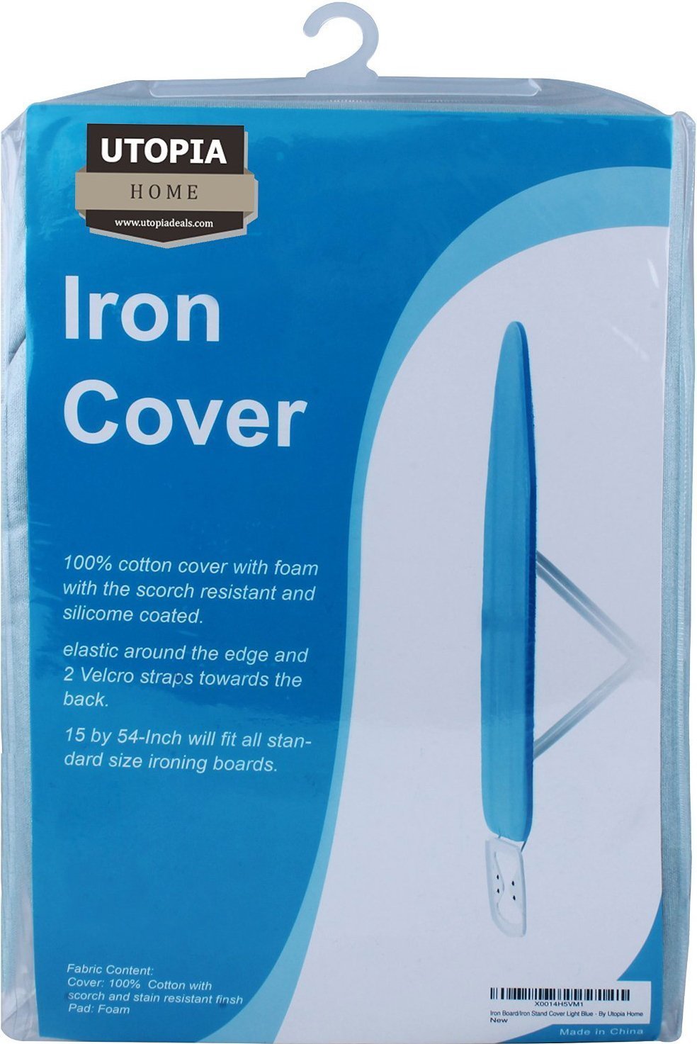 Utopia Home Ironing Board Cover and Pad - Silicone Coated Extra Thick Pad - Scorch Resistant and Heat Reflective - 15" x 54" - Light Blue (Single Pack)