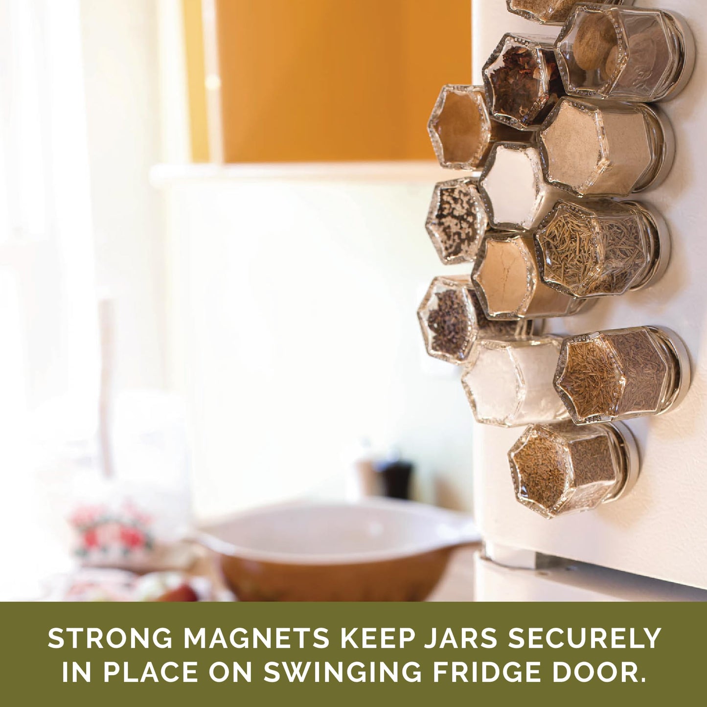 Gneiss Spice Magnetic Jars: Includes 12 Large Empty Glass Jars (4 oz), Magnetic Metal Lids & Spice Labels | Create a Hanging Spice Rack on Your Fridge