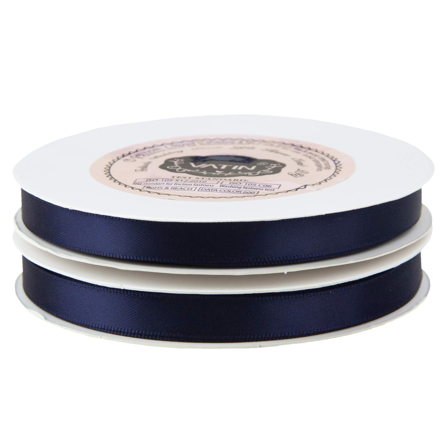 VATIN 3/8 inches Double Faced Deep Navy Polyester Satin Ribbon - 50 Yards for Gift Wrapping Ornaments Party Favor Braids Baby Shower Decoration Floral Arrangement Craft Supplies