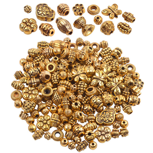 BronaGrand 100 Gram(About 150-200pcs) Antique Gold Spacer Beads Charm Bead Spacers Jewelry Findings Accessories for Bracelet Necklace Jewelry Making