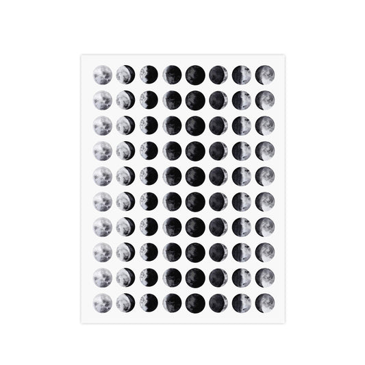 ARK Creation 80 Mini Moon Phase Planner Sticker - Realistic Moon Phase Sticker - Lunar Tracking Sticker- Watercolored Moon Sticker