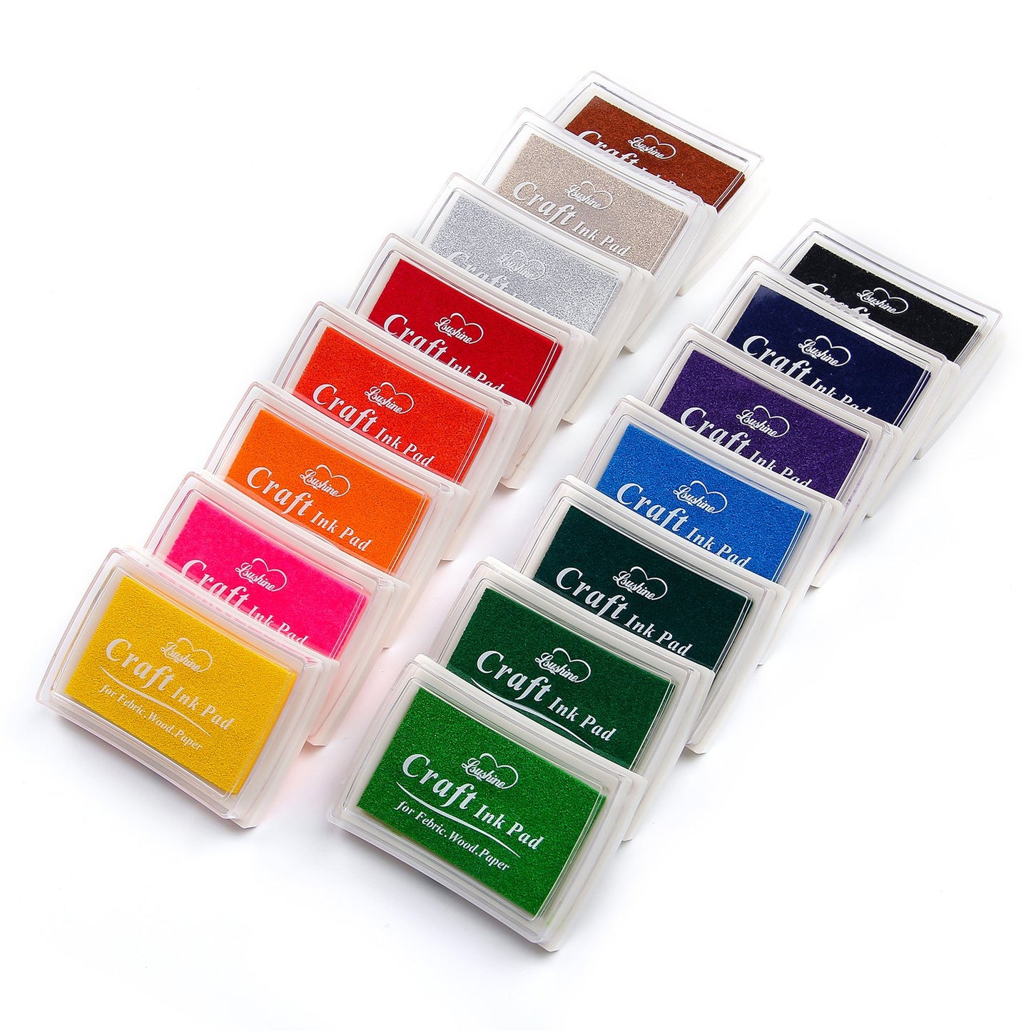 Lsushine Craft Ink Pad Stamps Partner DIY Color,15 Color Craft Ink Pad for Stamps, Paper, Wood Fabric (Pack of 15)