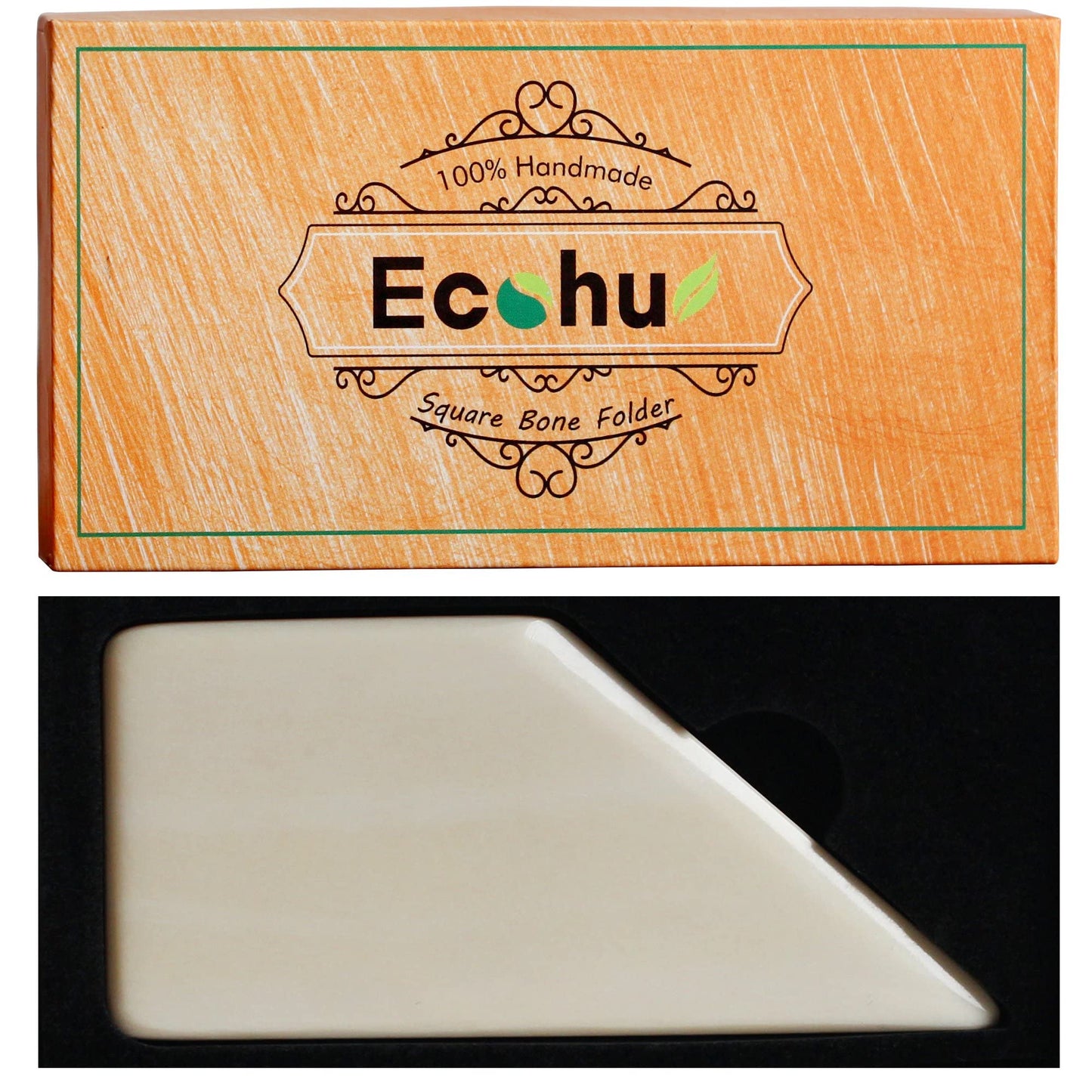 ECOHU Square Bone Folder - Genuine Bone, Paper & Leather Crafts, Card Making, Origami, Bookbinding, Scrapbooking, Non-Scratch, Non-Stick