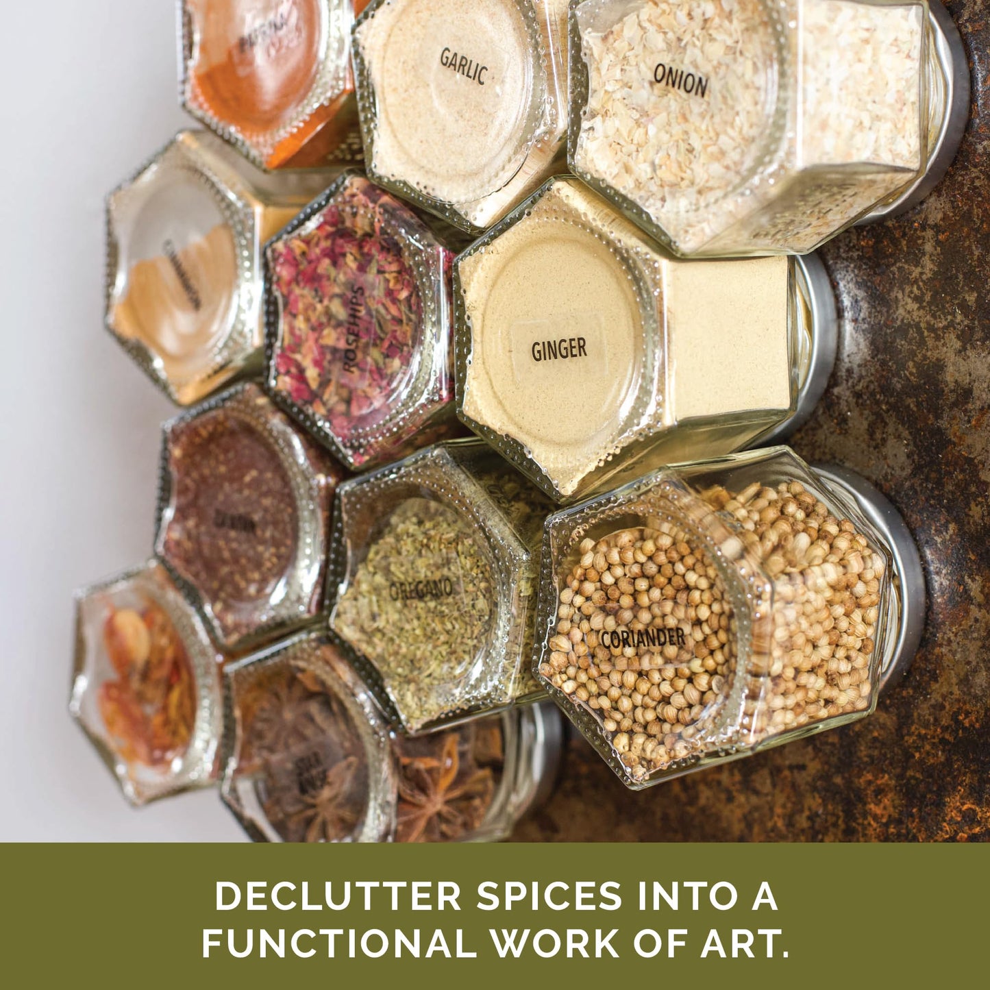 Gneiss Spice Magnetic Jars: Includes 12 Large Empty Glass Jars (4 oz), Magnetic Metal Lids & Spice Labels | Create a Hanging Spice Rack on Your Fridge