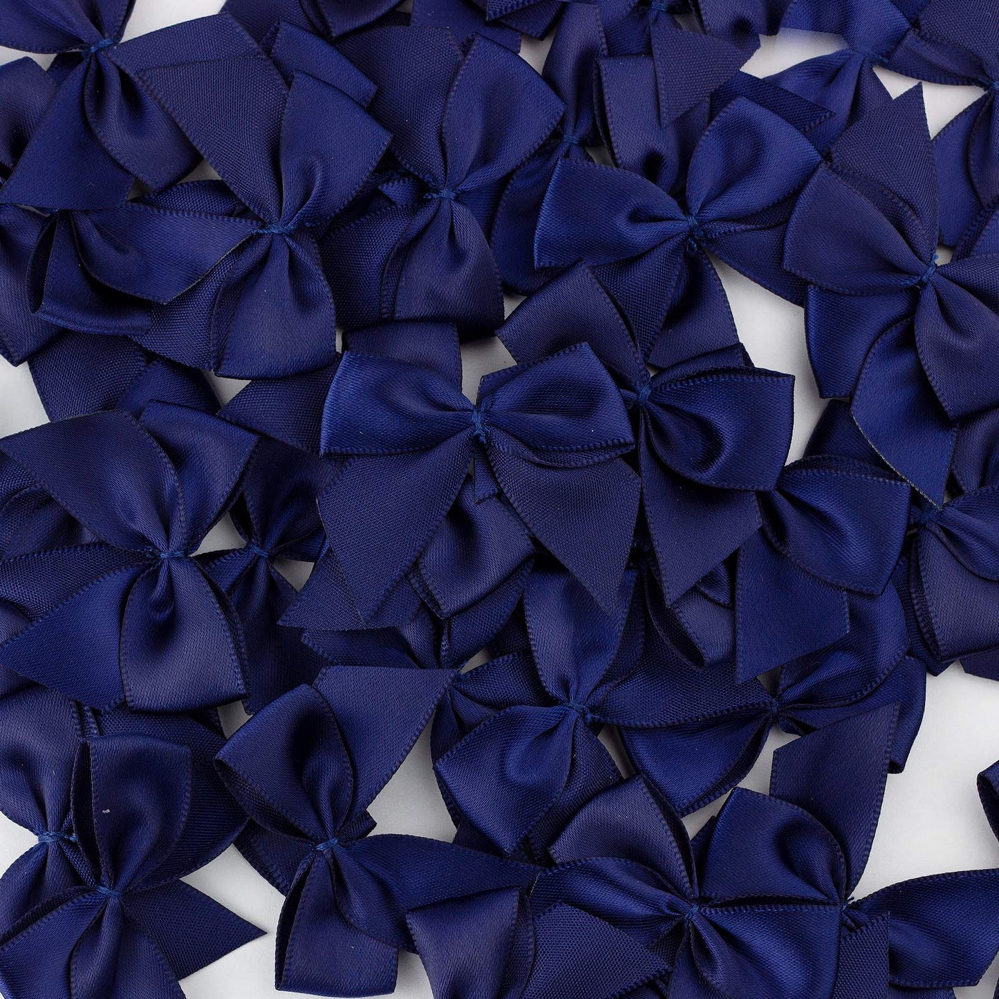 7Rainbows 50pcs 5/8" Boutique Mini Navy Blue Satin Ribbon Bows Flowers Appliques DIY Craft for Sewing Scrapbooking Wedding and Gift