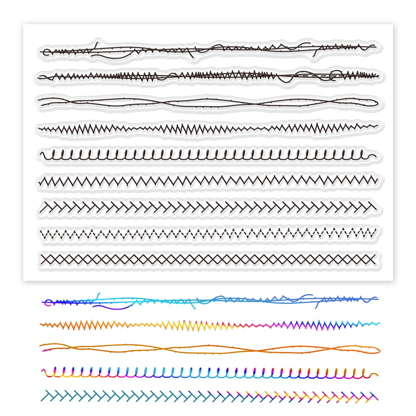 GLOBLELAND Sewing Threads Silicone Clear Stamps Lines Transparent Stamp for Christmas Birthday Thanksgiving Cards Making DIY Scrapbooking Photo Album Decoration Paper Craft