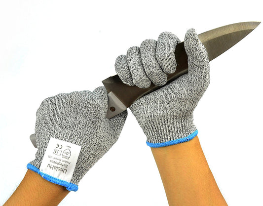 UncleHu Cut Resistant Gloves, Safety Kitchen Cuts Gloves Food Grade High Performance Level 5 Protection for Oyster Shucking, Fish Fillet Processing, Mandolin Slicing, Meat Cutting and Wood Carving