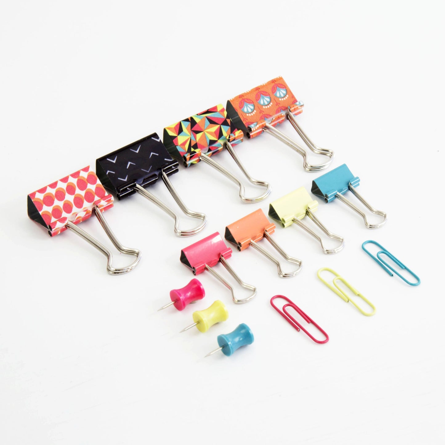 U Brands Binder Clips Paper Clips and Push Pins Value Pack, Pop Spring Fashion Colors, 173-Count