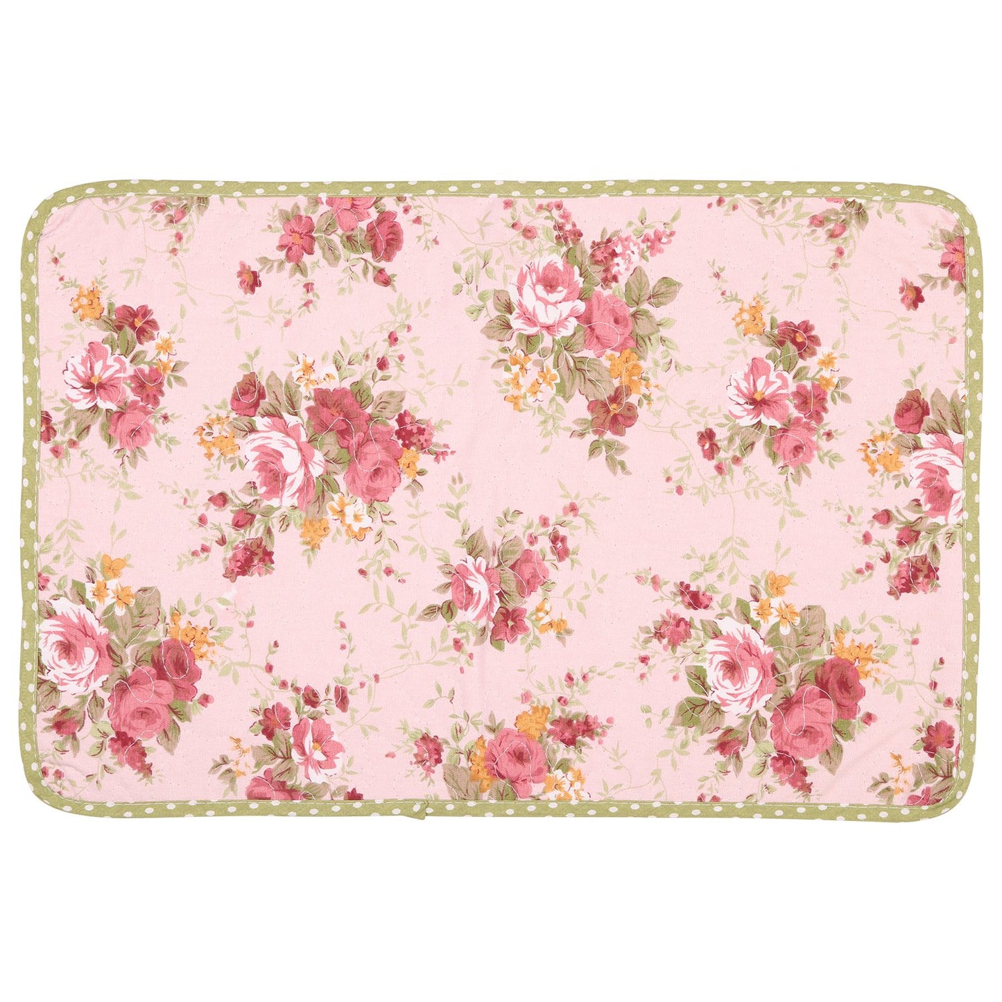 NEOVIVA Quilted Placemats for Dining Room, Cotton Kitchen Table Place Mats Set of 4, Floral Quartz Pink