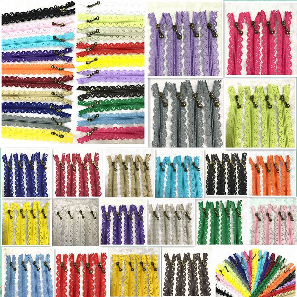 WKXFJJWZC 40Pcs Novelty (50cm) 20 inch Lace Closed End Zippers Nylon for Purse Bags for DIY Sewing Tailor Craft Bed Bag （20/Color） (20 inch)