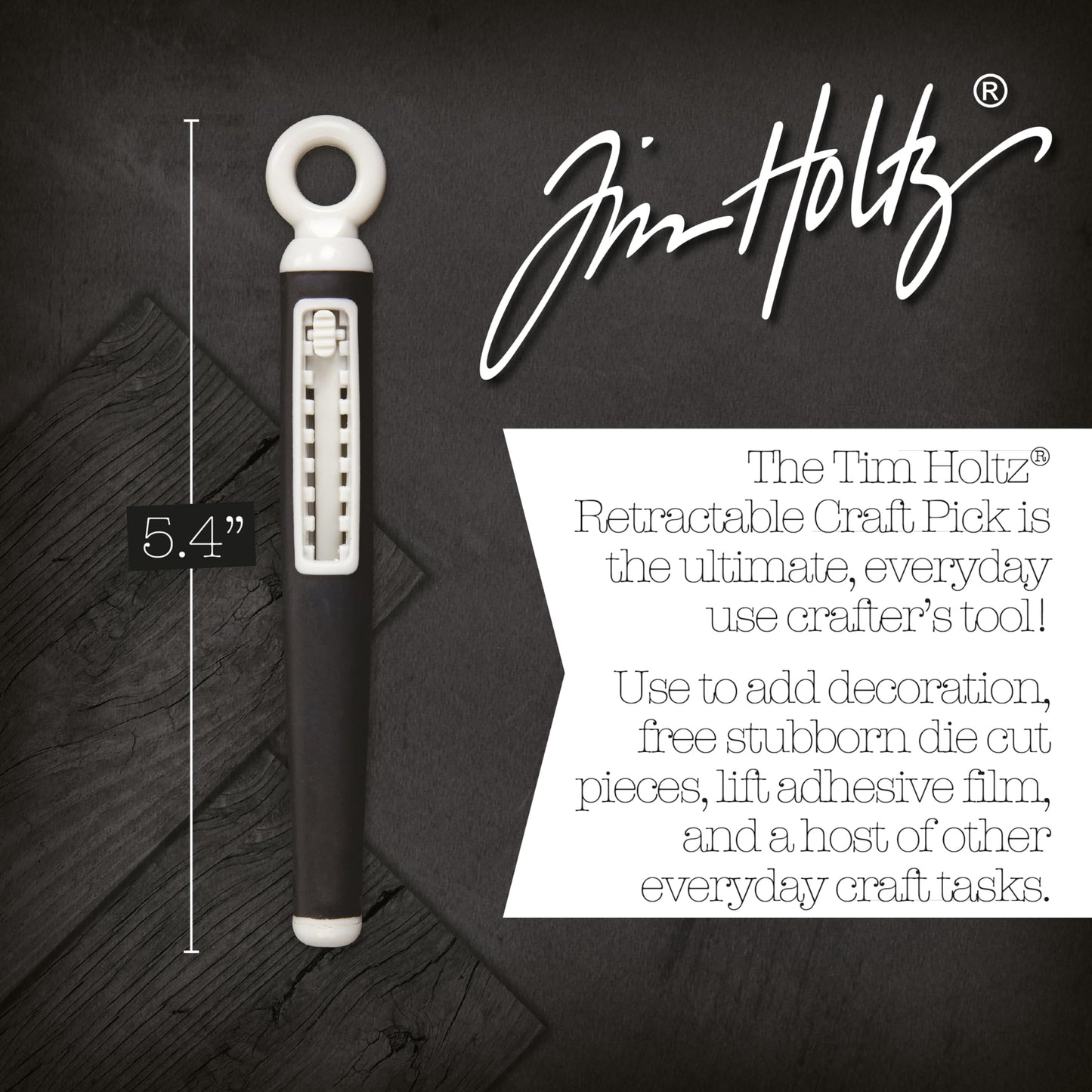 Tim Holtz Craft Pick Poker - Retractable Punch Tool for Paper Crafting, Scrapbooking, Die Cuts, and Art Supplies - Adjustable Fine Point Tip