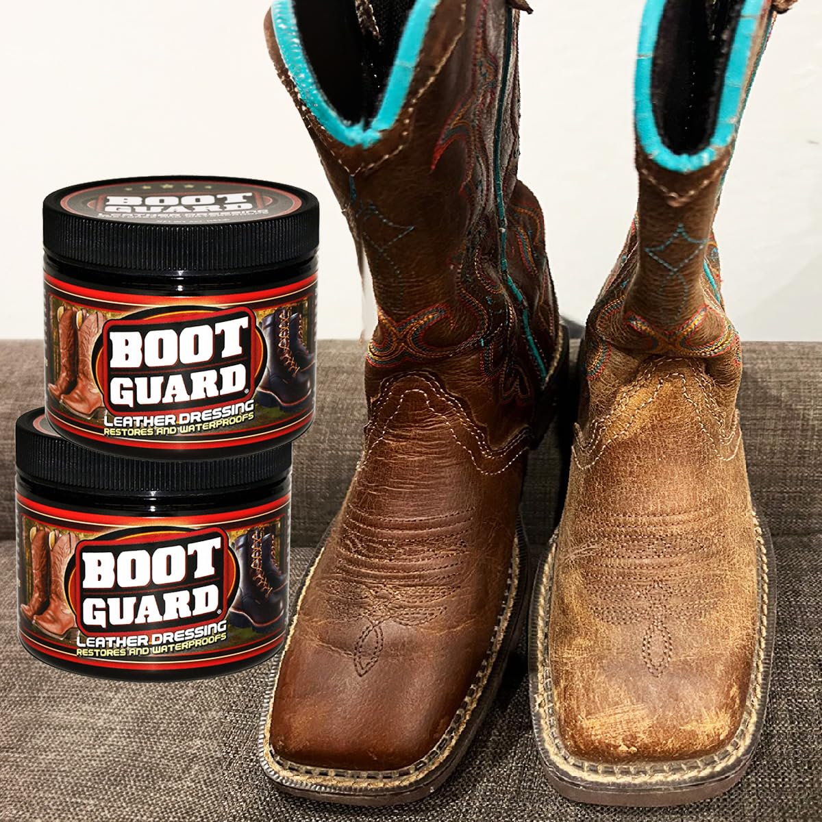 Boot Guard Leather Dressing: Restores and Conditions Leather Boots, Shoes, Automotive Interiors, Jackets, Saddles, Unscented, 5 Ounce Jar