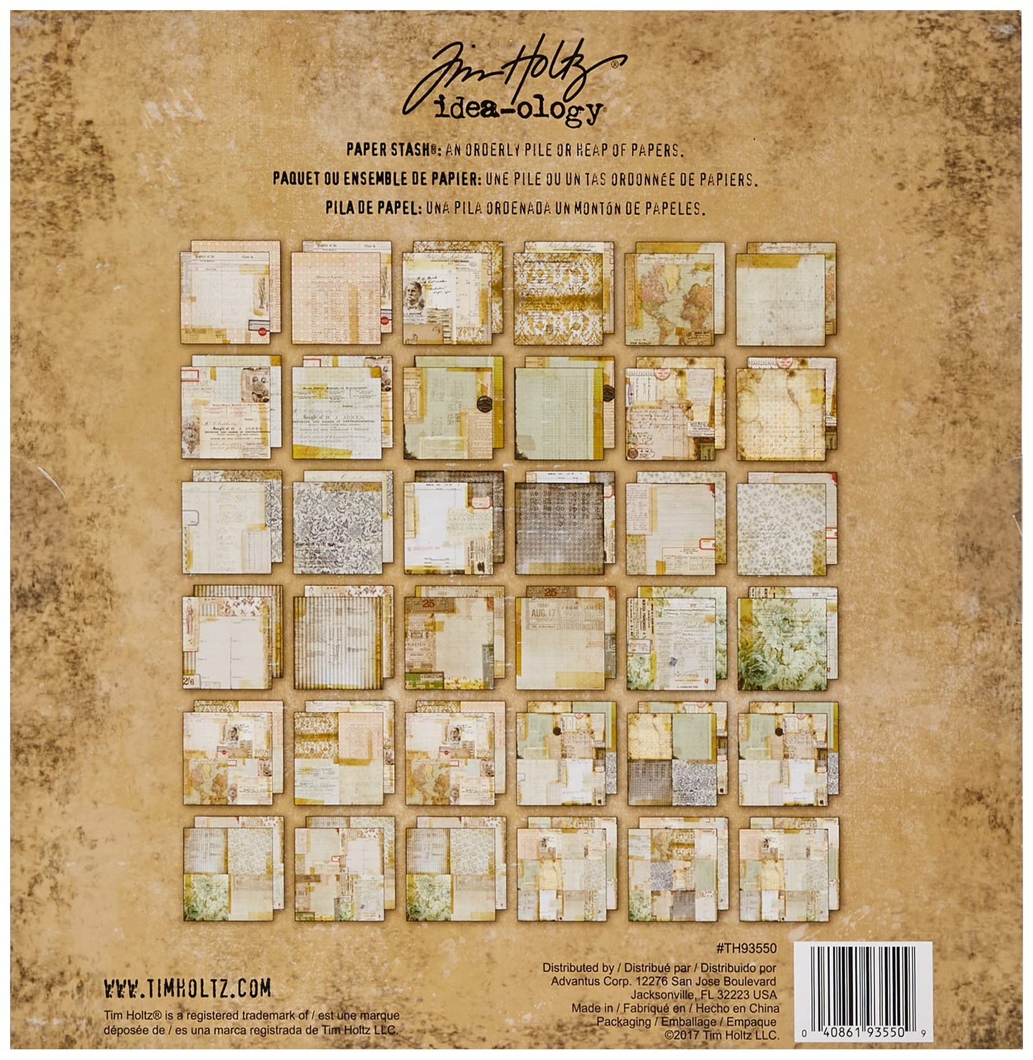 Paper Stash - Memoranda by Tim Holtz Idea-ology, 36 Card Stock Sheets, Various Size Designs (TH93550)