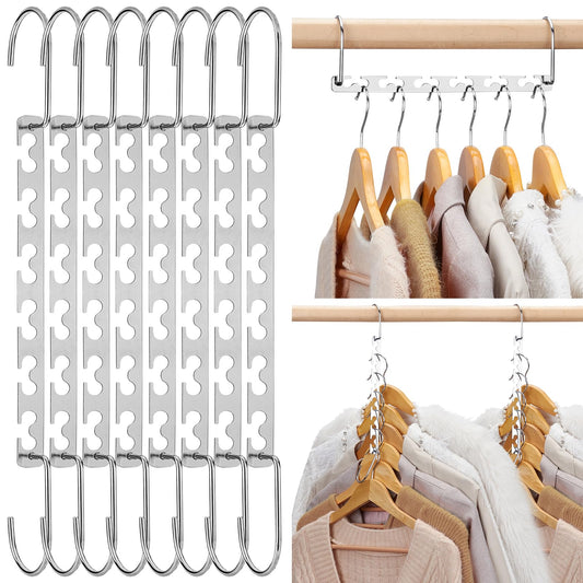 HOUSE DAY 10.5 Inch Closet Space Saving Wardrobe Clothing Magic Hangers Oragnizer Heavy Chrome Hangers, Updated Hook Design Pack of 8