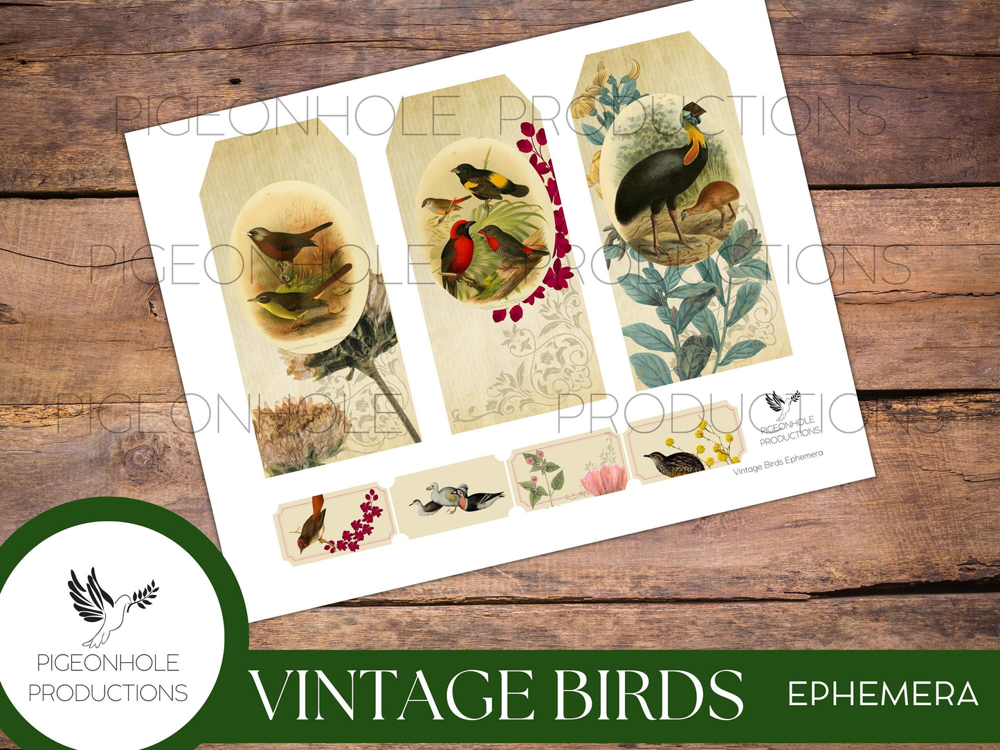 Vintage Birds EPHEMERA, printable, for junk journals, scrapbooking, papercrafts, cardmaking, tags, ephemera