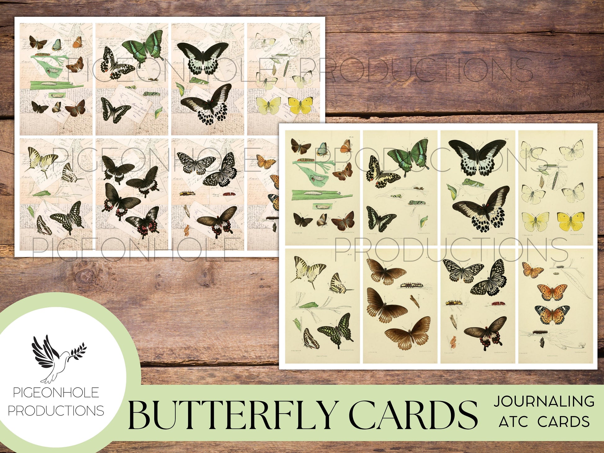 48 Butterfly Journal ATC Cards, PRINTABLE, for junk journals, scrapbooking, papercrafts, cardmaking, tags, ephemera, multi-media projects