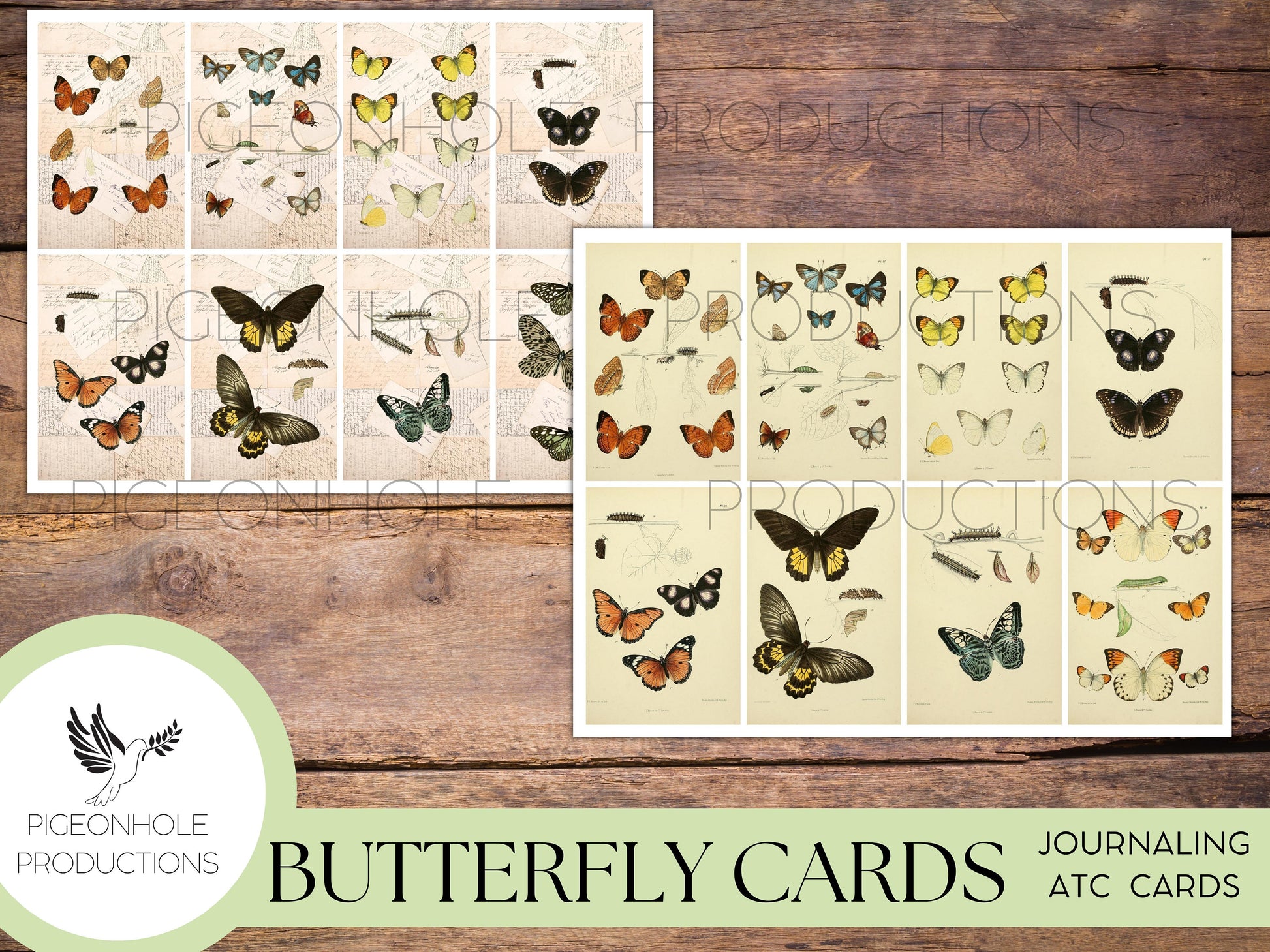 48 Butterfly Journal ATC Cards, PRINTABLE, for junk journals, scrapbooking, papercrafts, cardmaking, tags, ephemera, multi-media projects