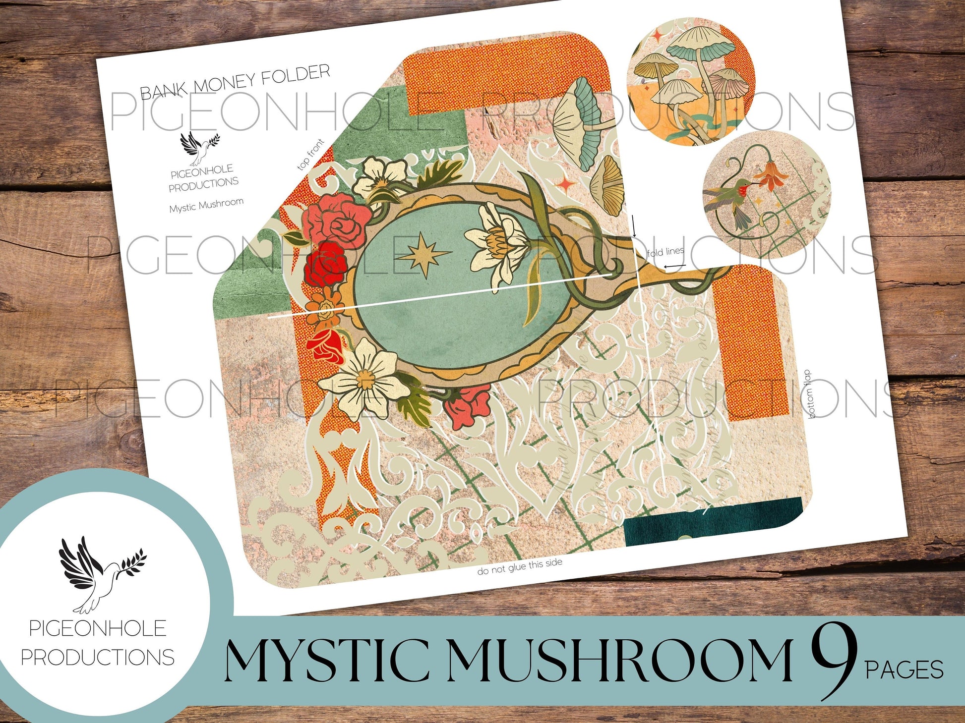Mystic Mushroom Junk Journal EPHEMERA—PRINTABLE—magical, mystical Boho journal elements—tags, labels, pockets, tickets, more!