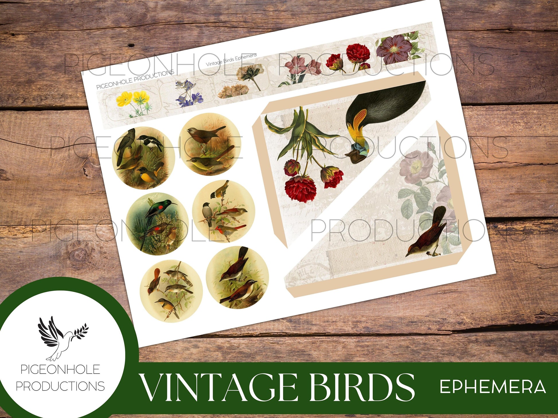 Vintage Birds EPHEMERA, printable, for junk journals, scrapbooking, papercrafts, cardmaking, tags, ephemera