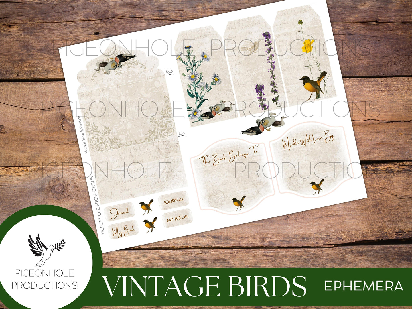 Vintage Birds EPHEMERA, printable, for junk journals, scrapbooking, papercrafts, cardmaking, tags, ephemera