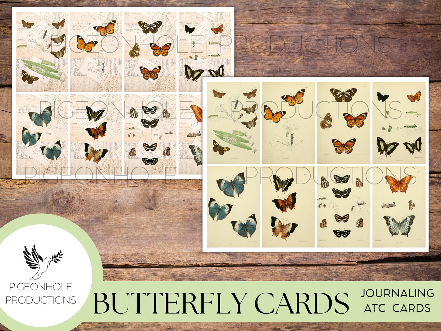 48 Butterfly Journal ATC Cards, PRINTABLE, for junk journals, scrapbooking, papercrafts, cardmaking, tags, ephemera, multi-media projects