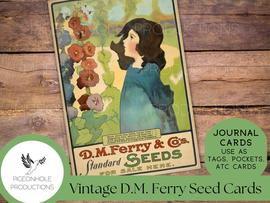 D.M. Ferry Seed Journal Cards, PRINTABLE, vintage advertising for the D.M. Ferry Seeds Company to use as journal cards, tags, pockets