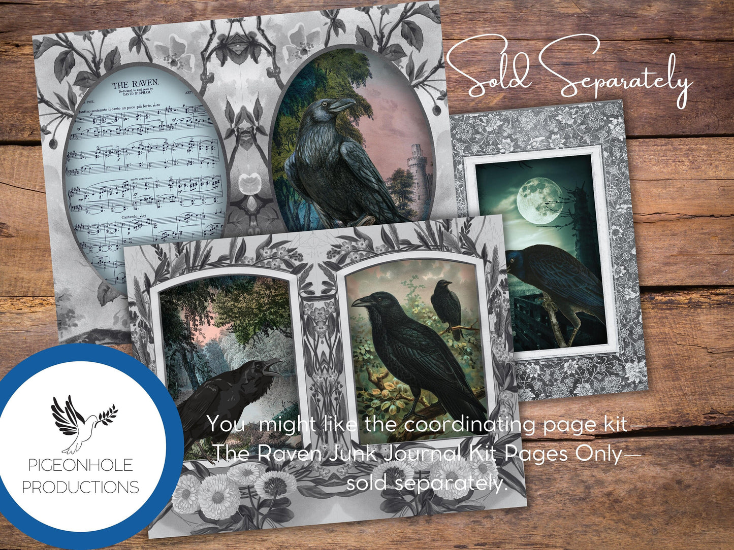 The Raven Junk Journal EPHEMERA Only—PRINTABLE—Halloween Goth—tribute to The Raven & The Legend of Sleepy Hollow—beautiful bird scenes!