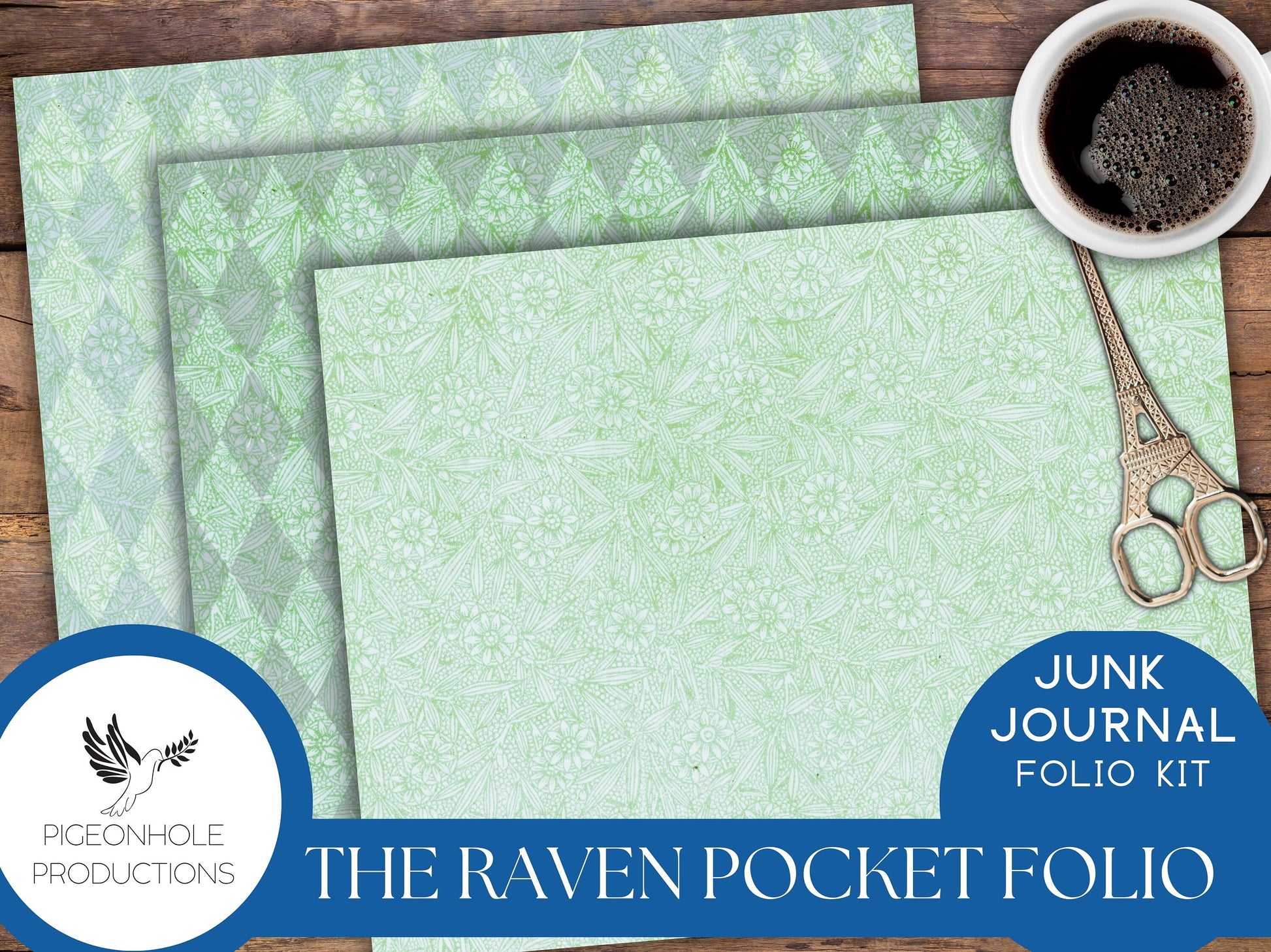 The Raven Pocket Folio—PRINTABLE—Halloween Goth—holds junk journal ephemera—assemble as you like—suggestions included for inspiration