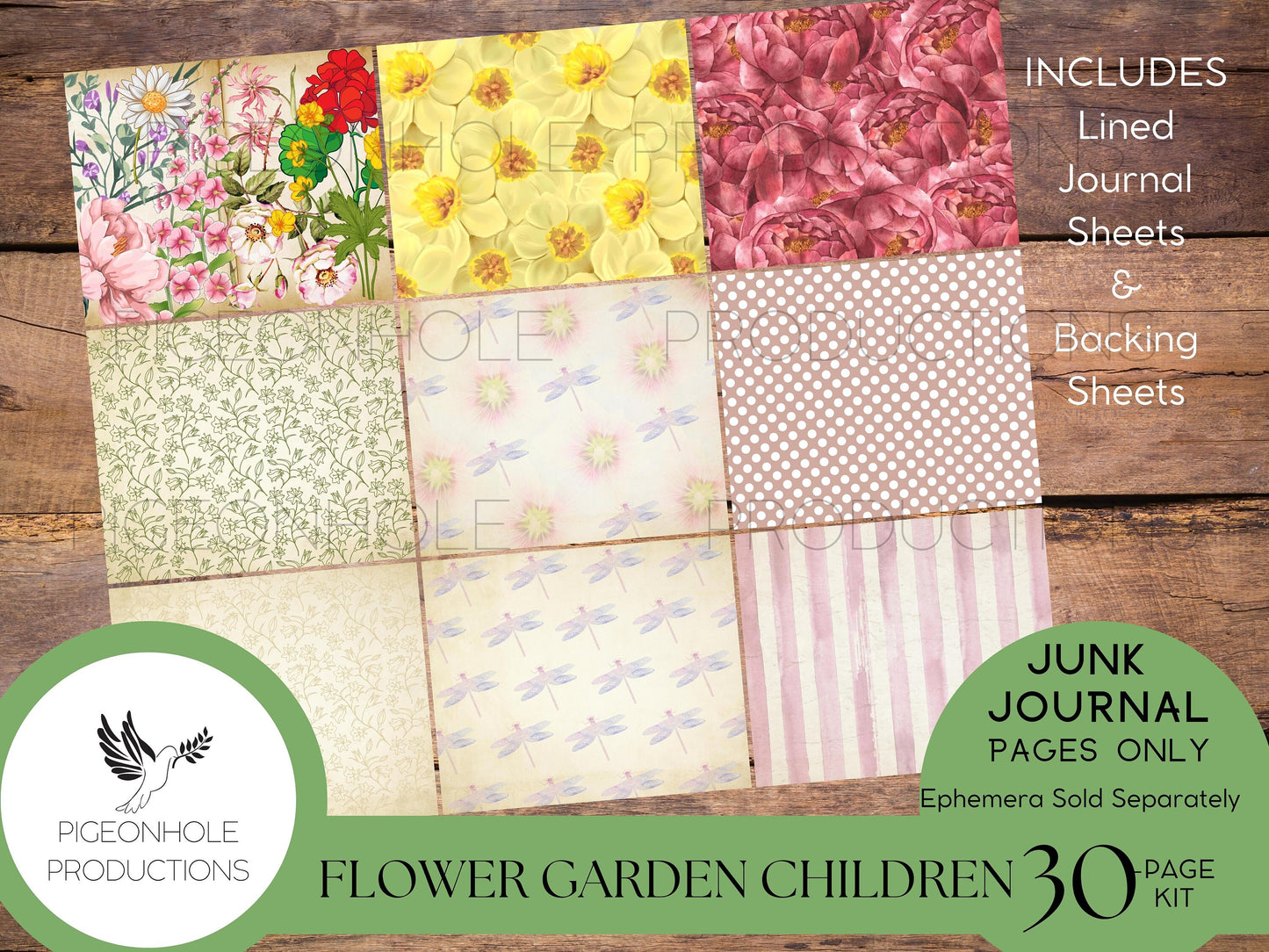 Flower Garden Children Junk Journal Kit—PRINTABLE—30 pages—features the 1910 art of M.T. (Penny) Ross—sweet fairy-type flower children