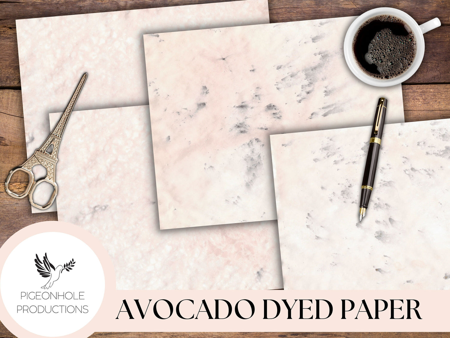 Pink Avocado Dyed Papers—PRINTABLE—16 sheets pink mottled, some lace, some purple mottling, rustic, primitive, eco dyed—for papercrafts