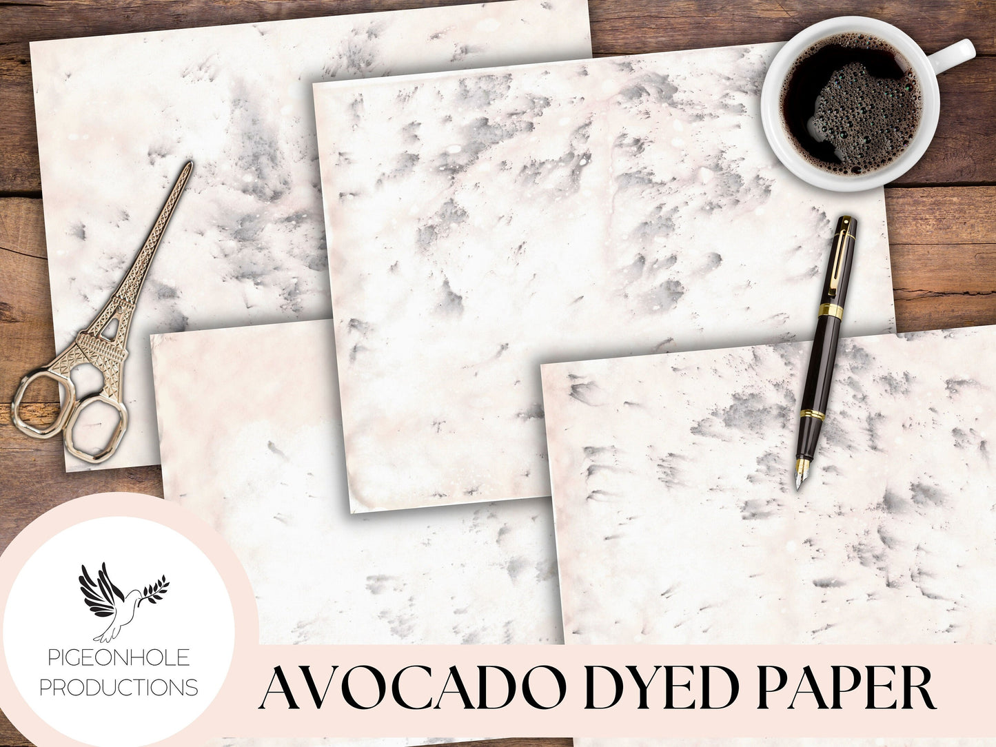 Pink Avocado Dyed Papers—PRINTABLE—16 sheets pink mottled, some lace, some purple mottling, rustic, primitive, eco dyed—for papercrafts