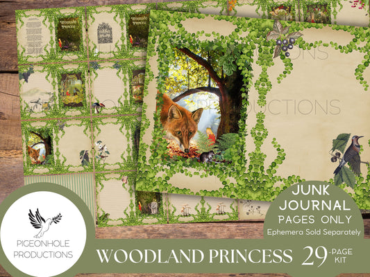 Woodland Princess Junk Journal Pages, PRINTABLE, enchanting woodland creatures, vintage art of Sibylle von Offers (1881-1918). Very sweet!