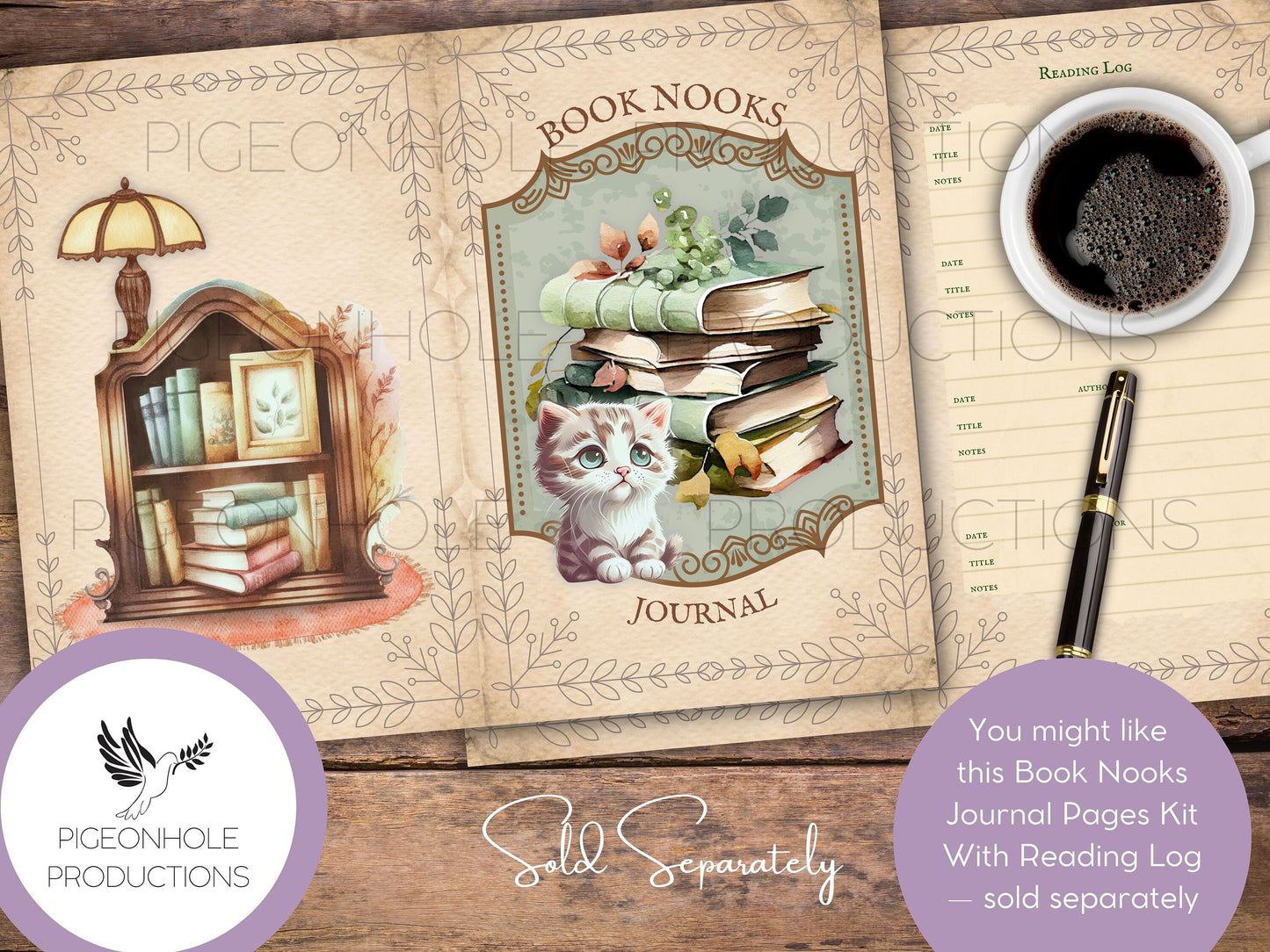 Book Nooks Junk Journal EPHEMERA—PRINTABLE—70+ tags, tucks, pockets, envelopes, fussy cuts, stickers, tickets, labels, bookplates—cozy!!