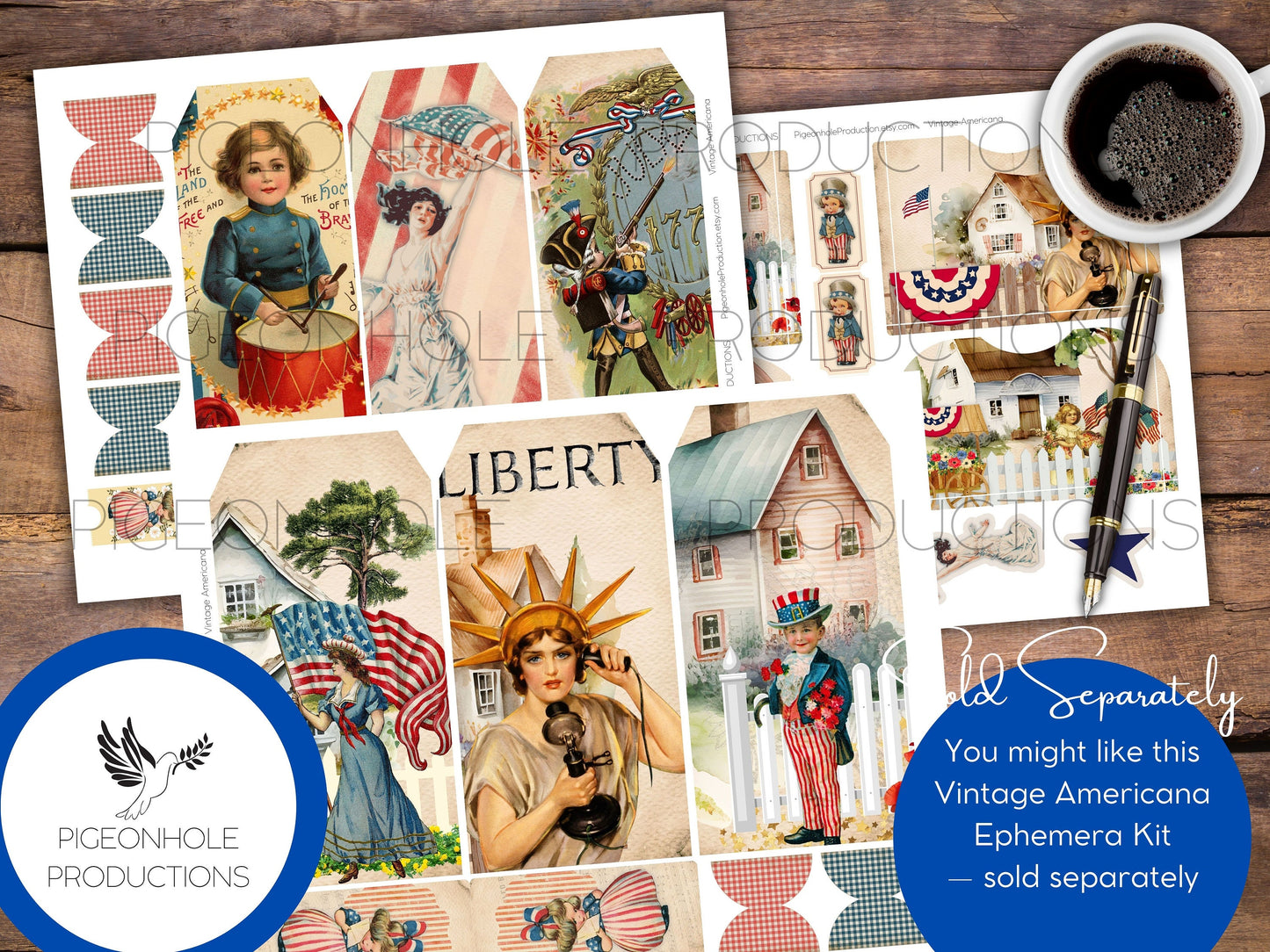 Vintage Americana Junk Journal Cards, PRINTABLE, 40 nostalgic cards for journaling cards, ephemera, scrapbooking, card making, paper crafts