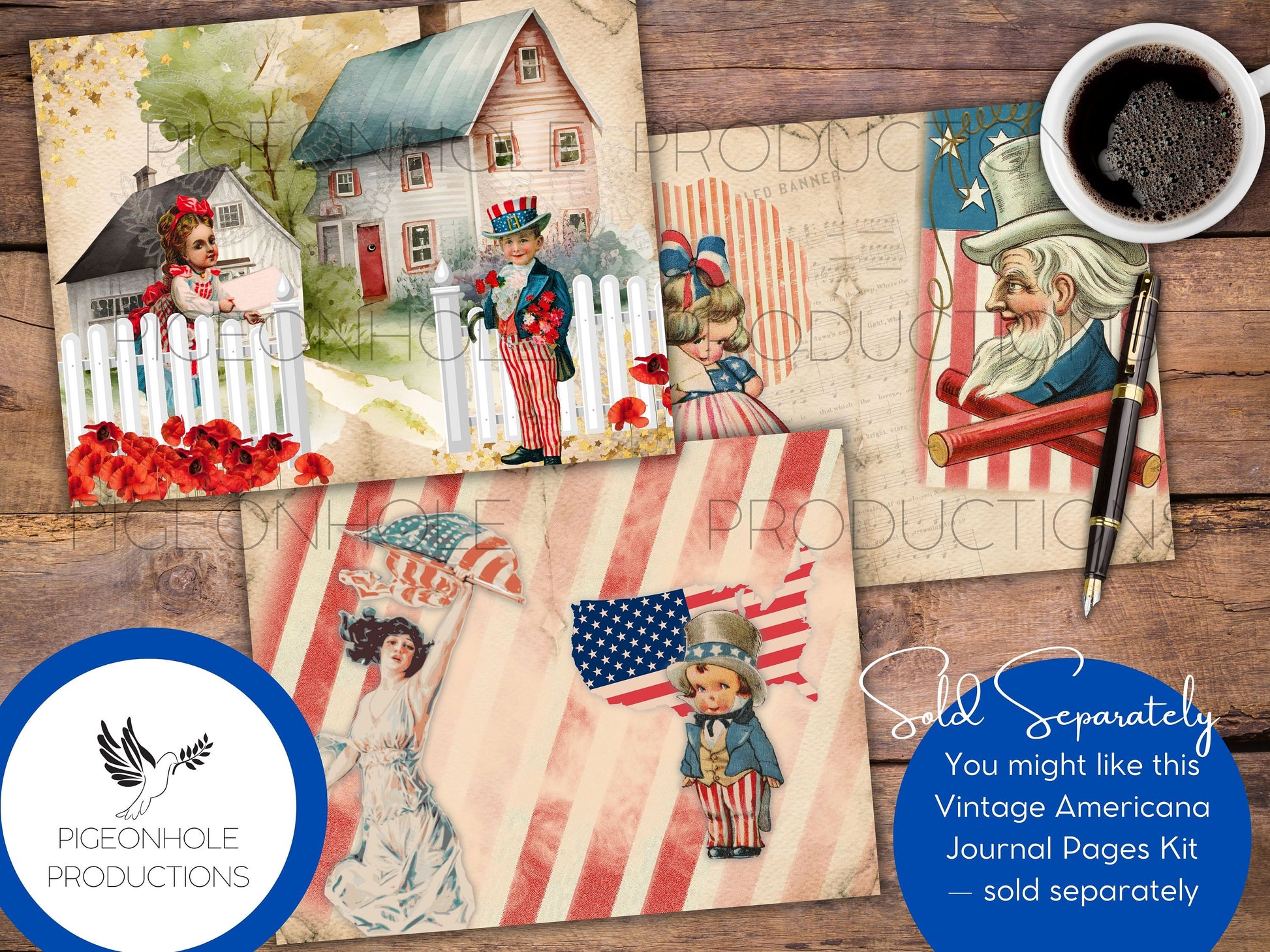 Vintage Americana Junk Journal Cards, PRINTABLE, 40 nostalgic cards for journaling cards, ephemera, scrapbooking, card making, paper crafts