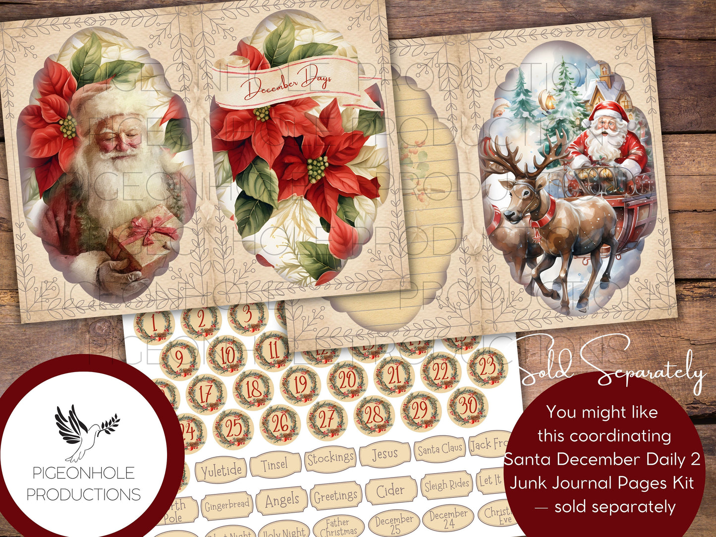 Christmas Gift Tags, PRINTABLE, 32 To/From tags for your gifts, 3.5 x 4.5 inches before folding, fold or not (as you please), Santa & more!