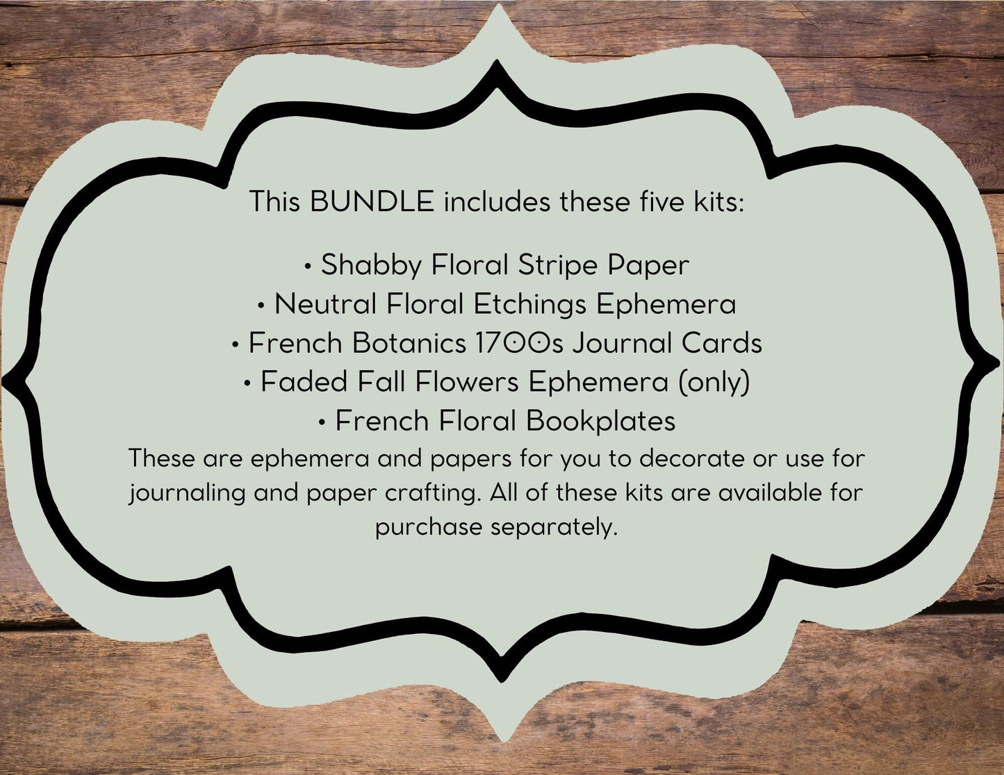 Faded Flowers Junk Journal Ephemera BUNDLE, includes 5 kits of tags, tucks, pockets, labels, fussy cuts, envelopes, papers, more!